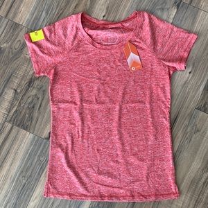 Oiselle lux Raglan short sleeve heather rio red